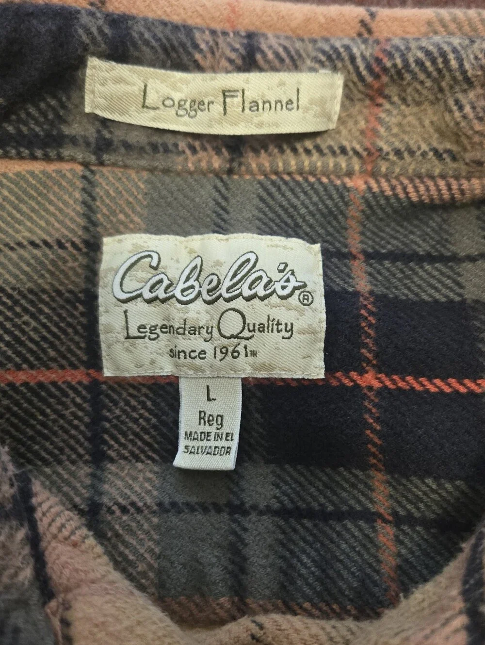 Vintage 90s Cabela's Logger Flannel Shacket Size Large Raw Hem Small Hole